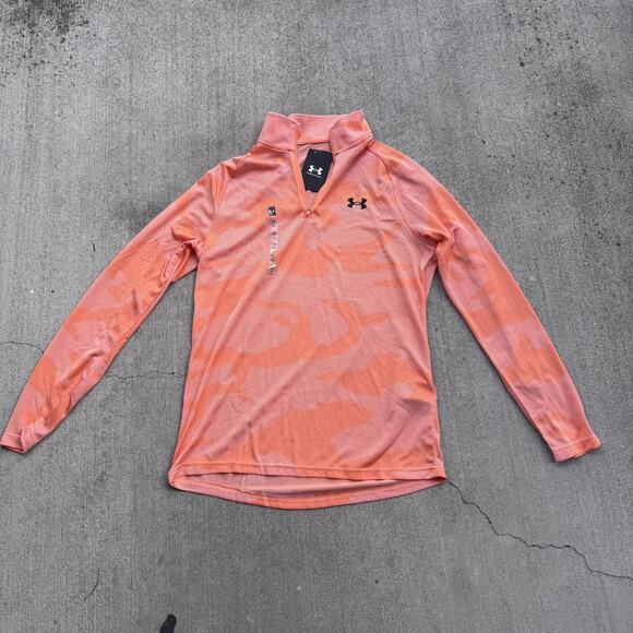 Under Armour Pullover Mens Small Orange Velocity Jacquard 1/4 Zip Camo 1375664 - Picture 2 of 12